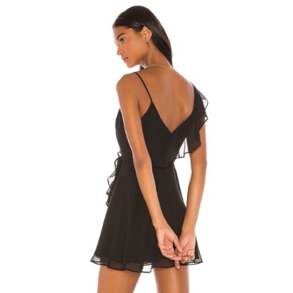 LPA Asymmetrical Ruffle Wrap Dress in Black NWOT Size XXS - Picture 3 of 3